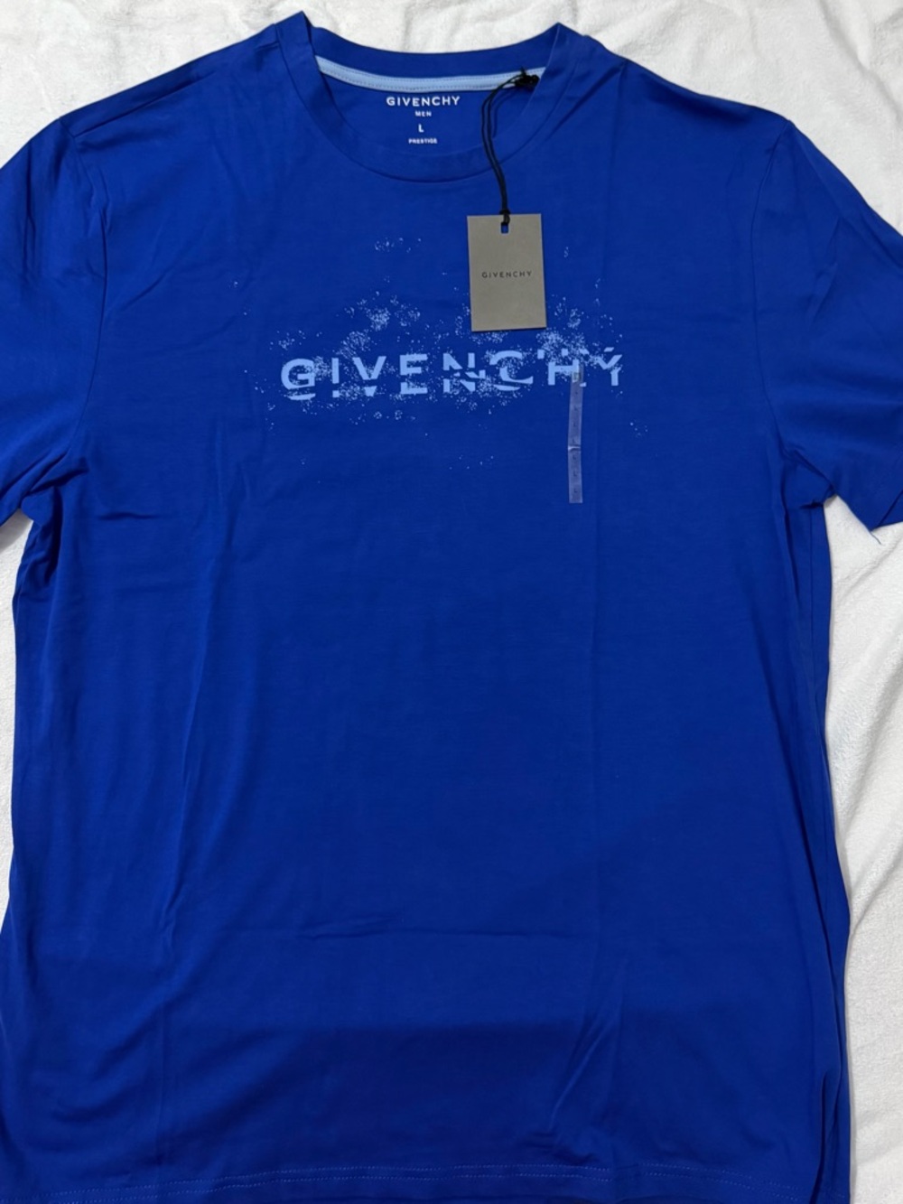 Givenchy Men’s Cobalt Blue Logo Crew Tee